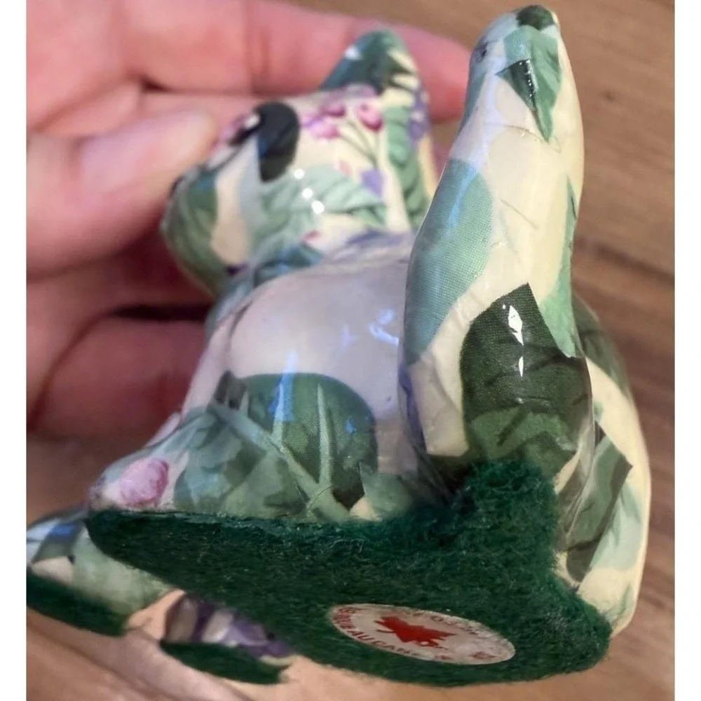Handmade Floral Decoupage Cat Figurine Made in Canada Ceramic Cottagecore Decor